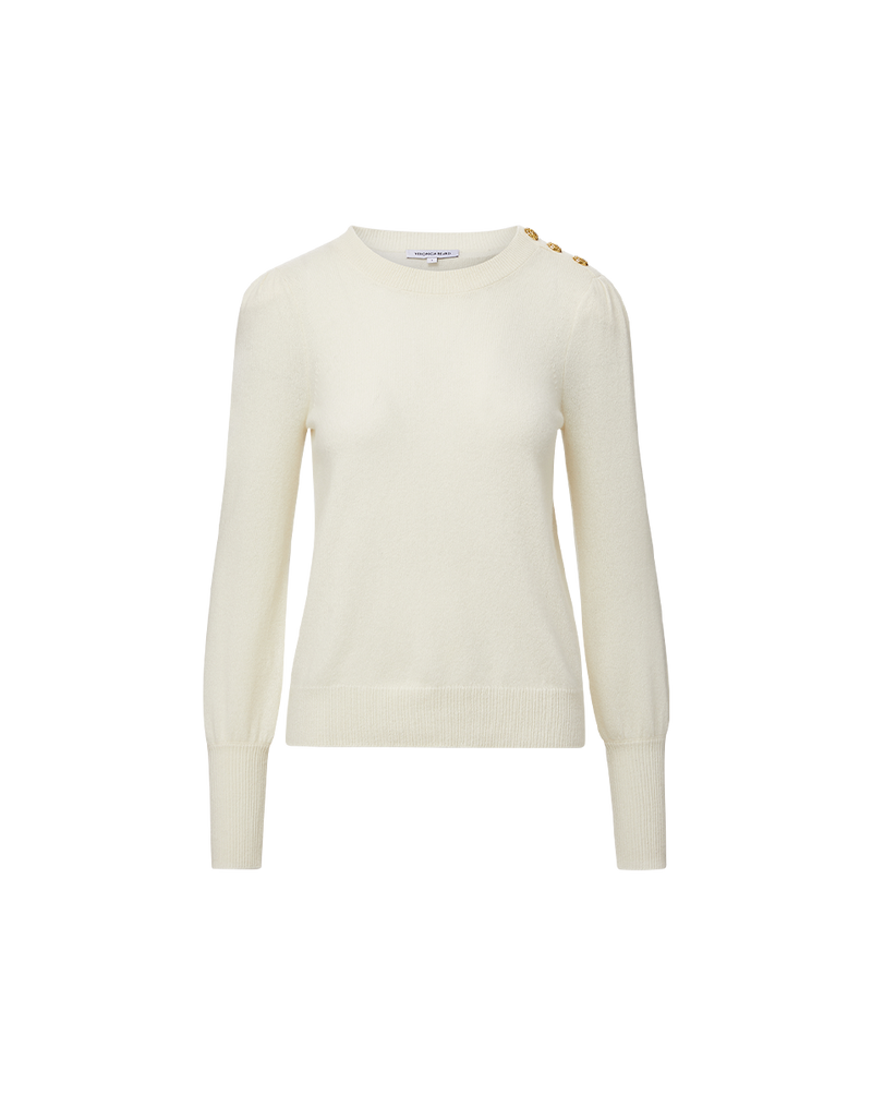 Nelia Cashmere Pullover | Button Accent