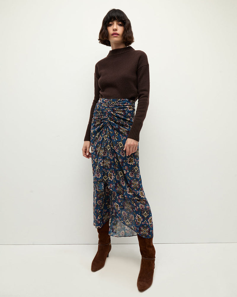 Sira Ruched Silk Skirt