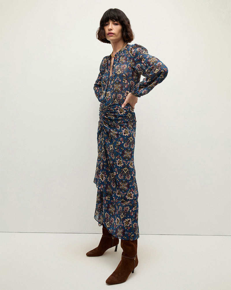Sira Ruched Silk Skirt