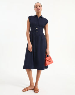 Loreta Belted Linen Dress
