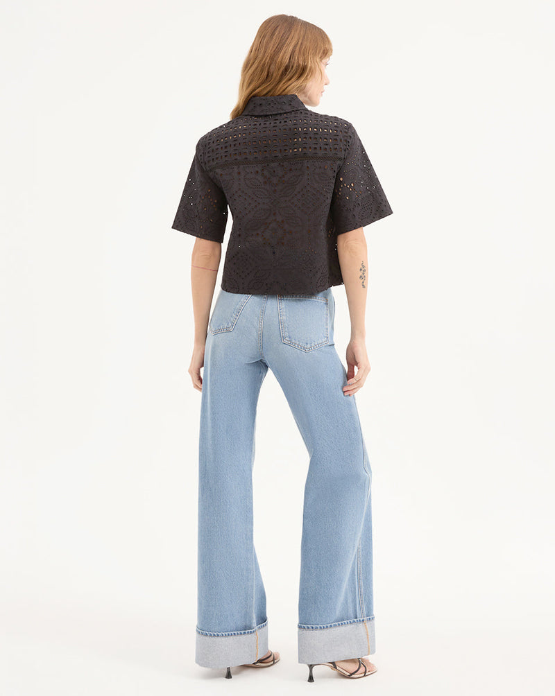 Spruce Eyelet Short-Sleeve Button-Down