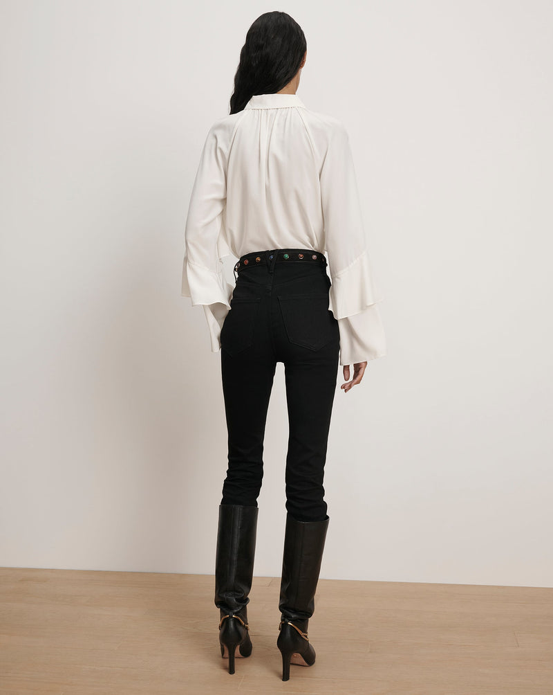 Demaris Ruffled Button-Down Blouse