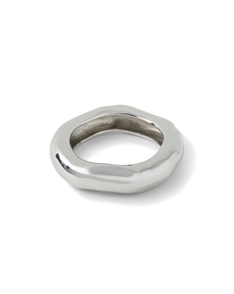 Large Molten Silver Bangle Bracelet