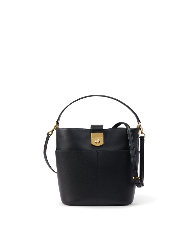 Small Crest Lock Bucket Bag