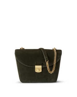 Double Link Suede Flap Bag
