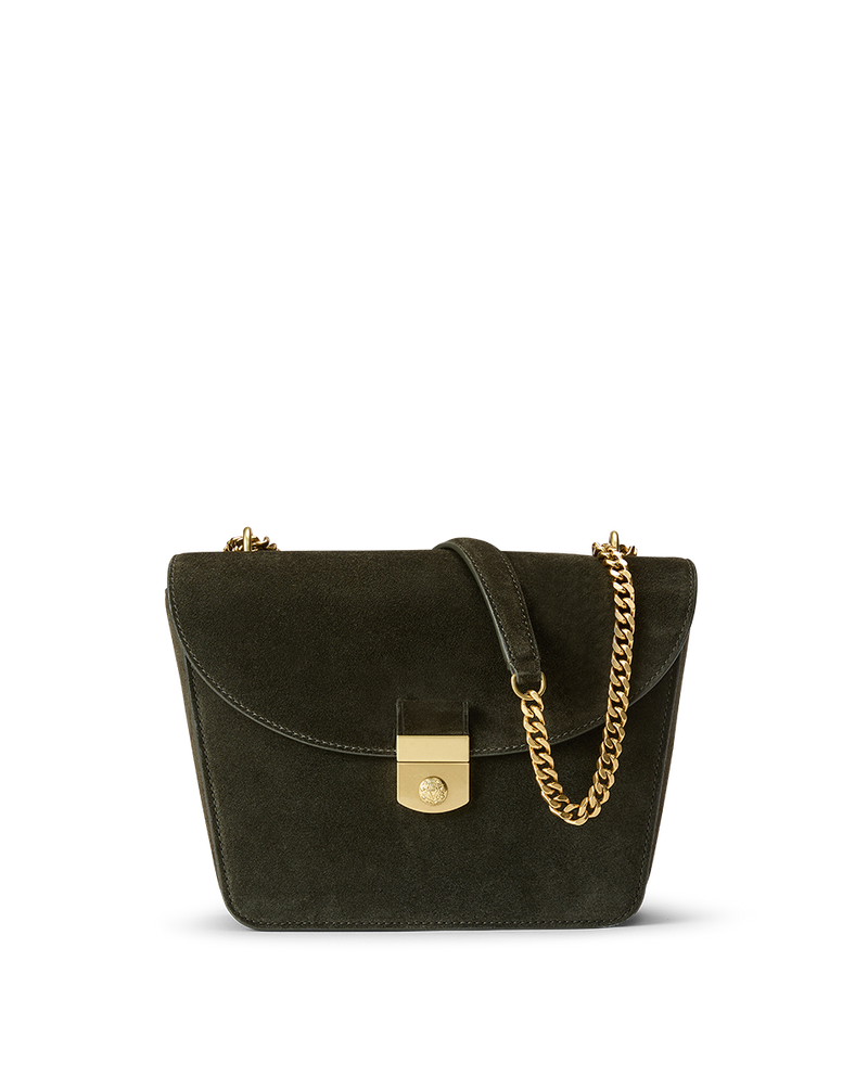 Double Link Suede Flap Bag