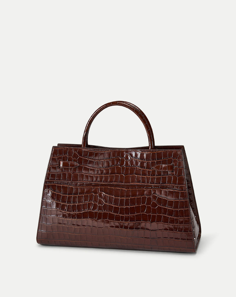 Large Veronica Beard Croc-Embossed Dash Bag