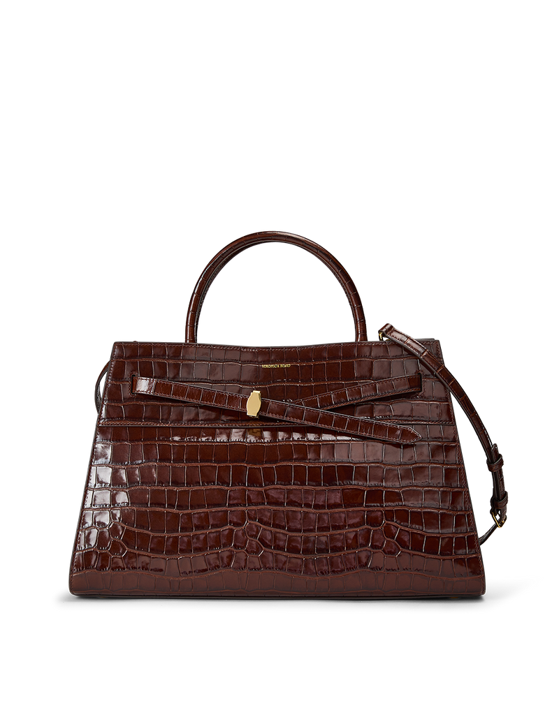 Large Veronica Beard Croc-Embossed Dash Bag