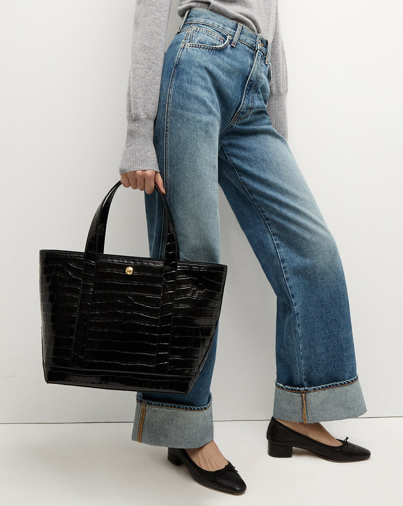 Veronica Beard Croc-Embossed Grand Goody Bag
