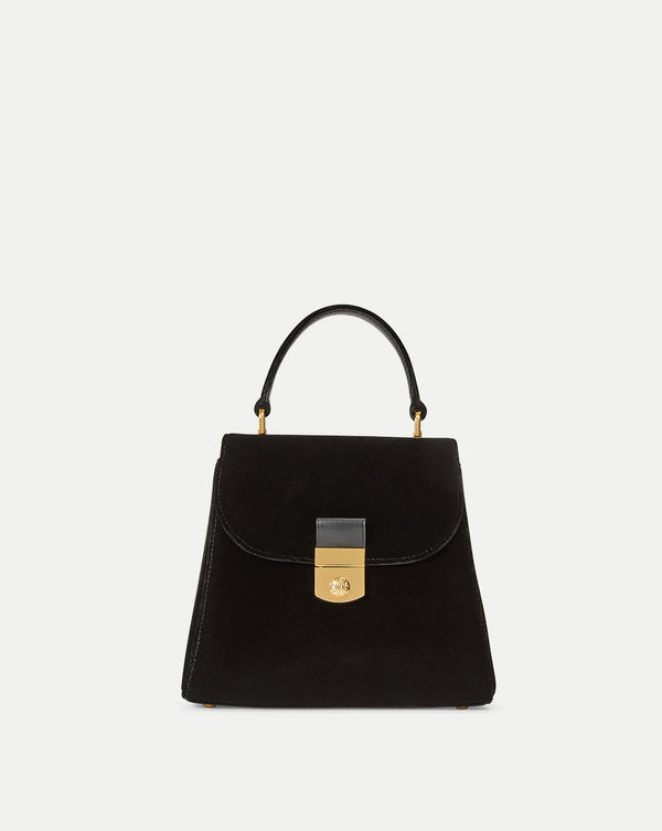 Crest Lock Velvet Top Handle Bag