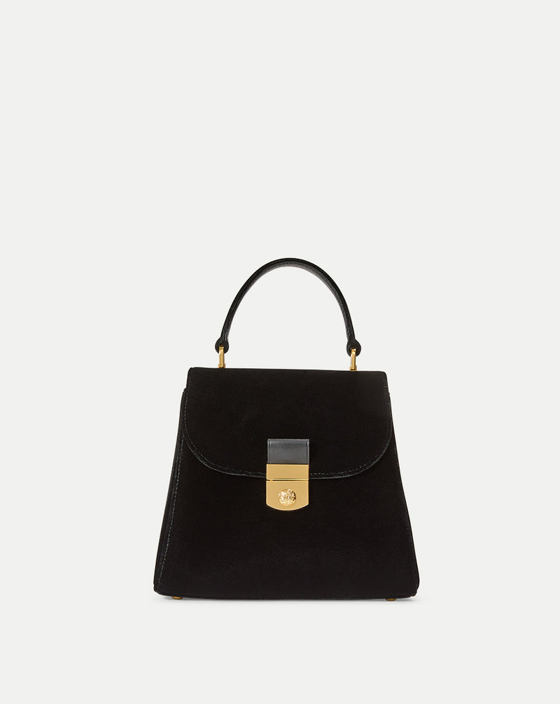 Crest Lock Velvet Top Handle Bag