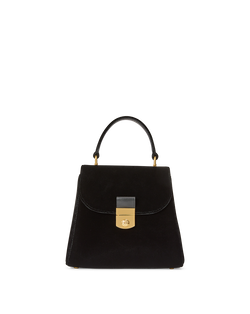 Crest Lock Velvet Top Handle Bag
