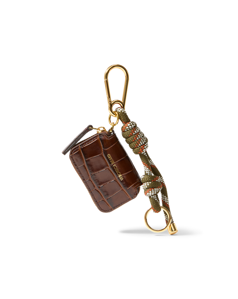 Croc-Embossed Zip Pouch Bag Charm