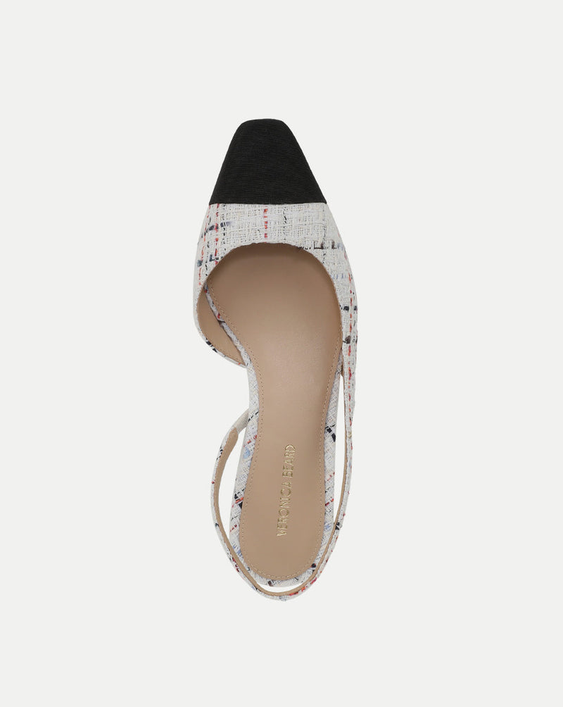 Cecile Tweed Cap-Toe Slingback