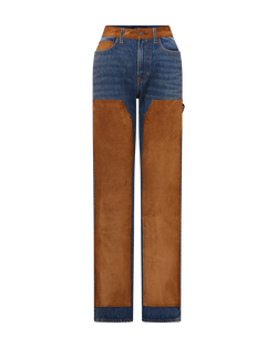 Dylan Suede-Patchwork Straight-Leg Jean
