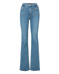 Beverly Patch-Pocket Skinny-Flare Jean