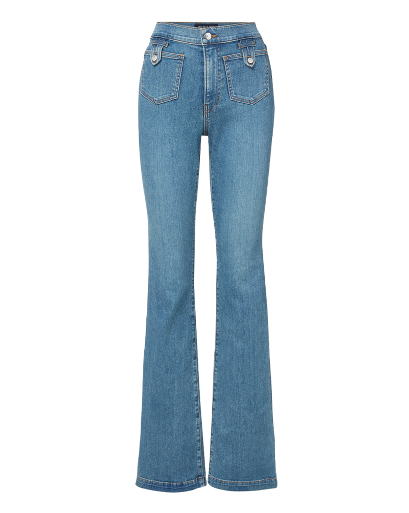 Beverly Patch-Pocket Skinny-Flare Jean