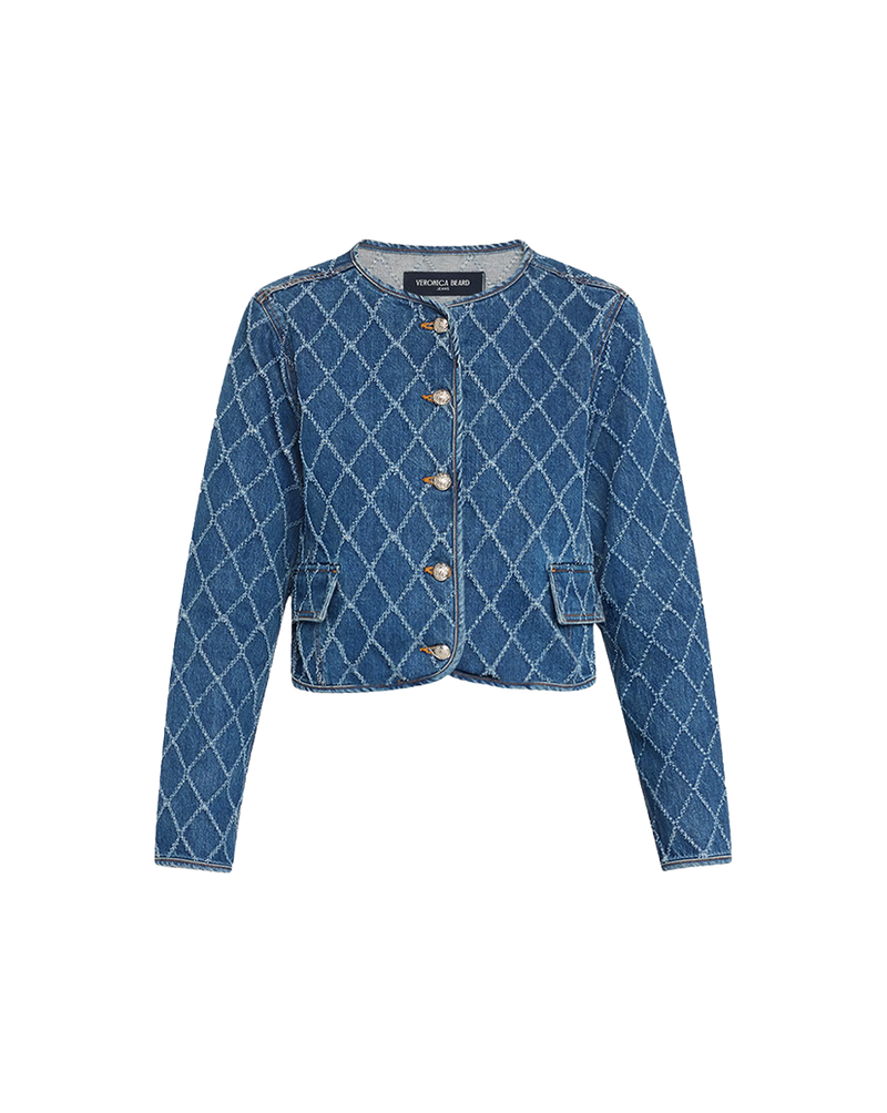Nolita Diamond-Printed Denim Jacket