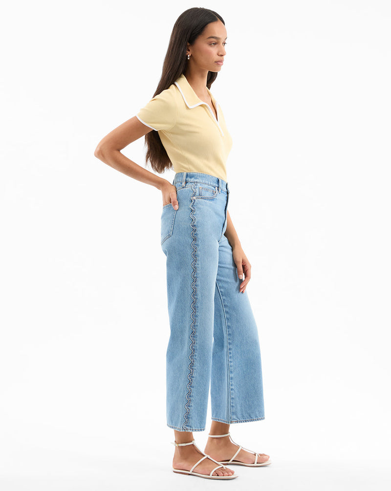 Taylor Scalloped Cropped Wide-Leg Jean