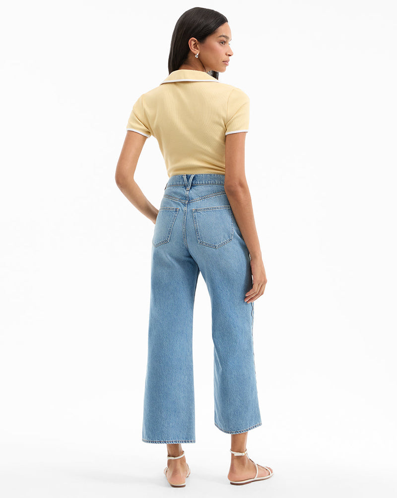 Taylor Scalloped Cropped Wide-Leg Jean