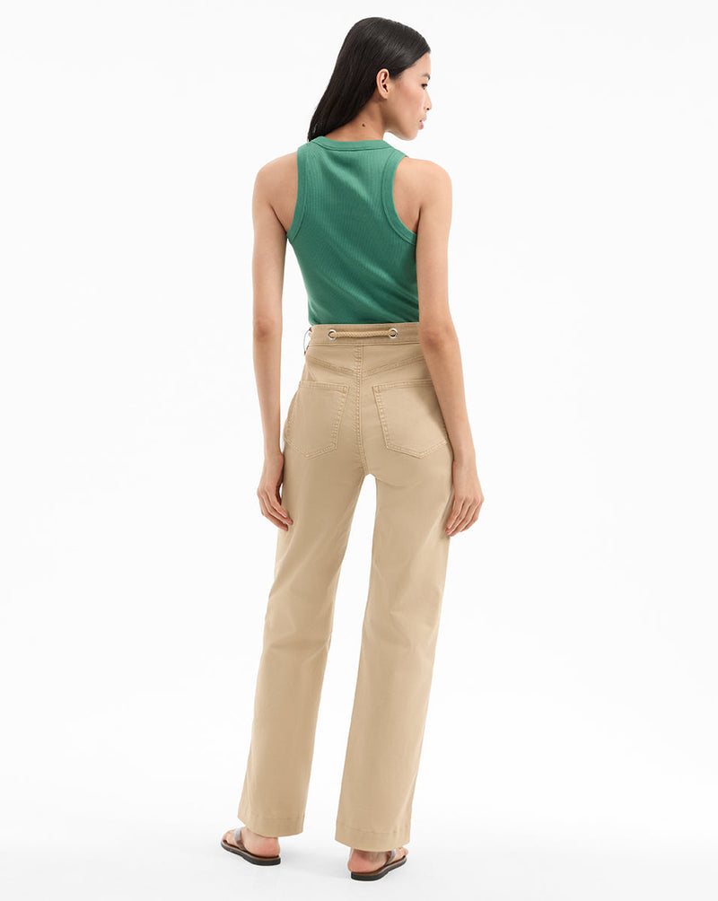 Heather Straight-Leg Twill Pant