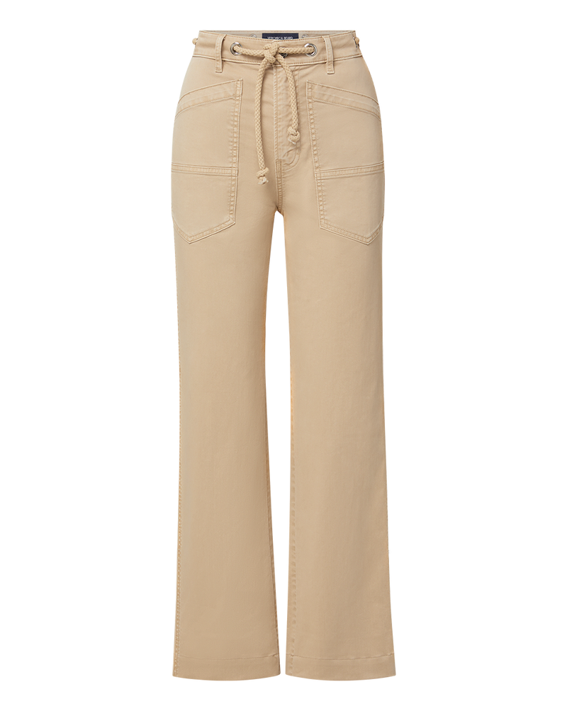 Heather Straight-Leg Twill Pant
