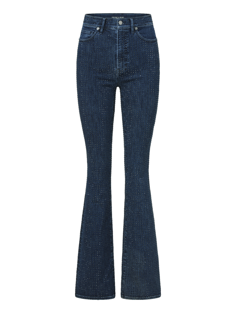 Beverly Rhinestone Skinny-Flare Jean