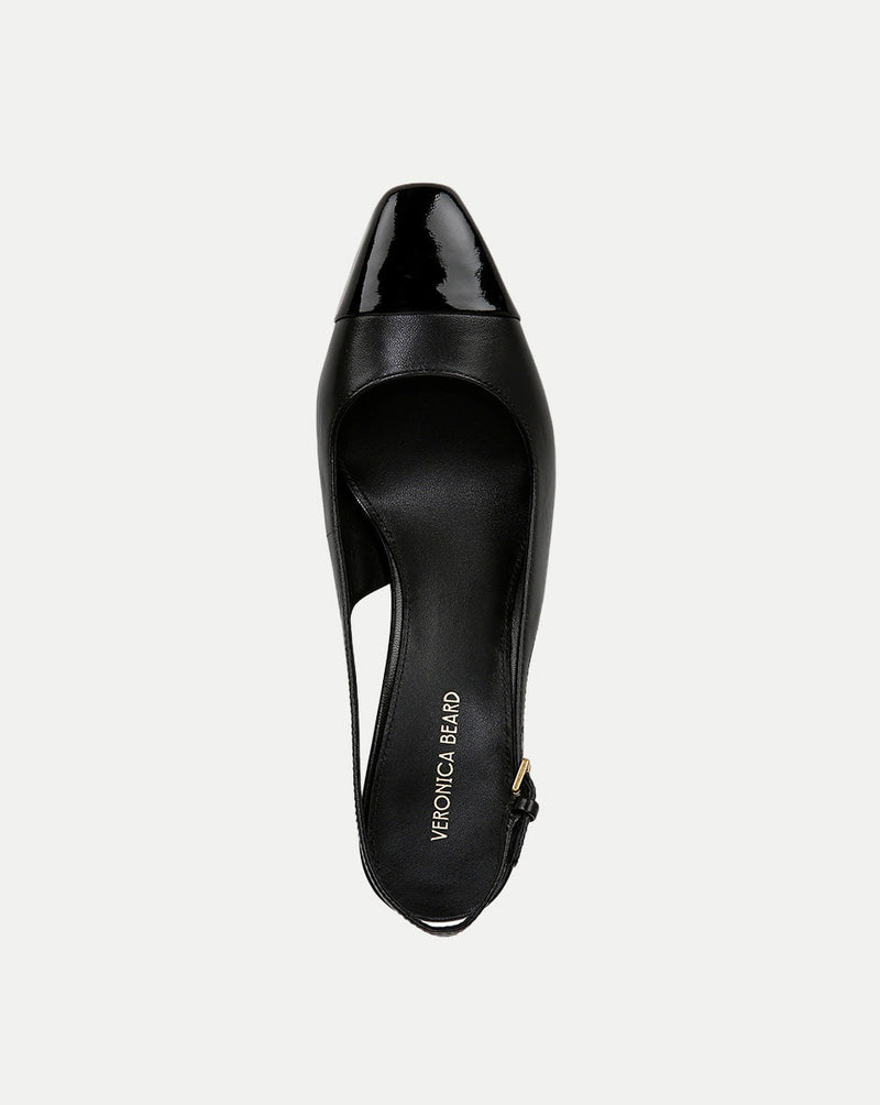 Cecile Leather Cap-Toe Slingback Pump
