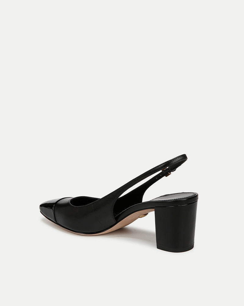 Cecile Leather Cap-Toe Slingback Pump