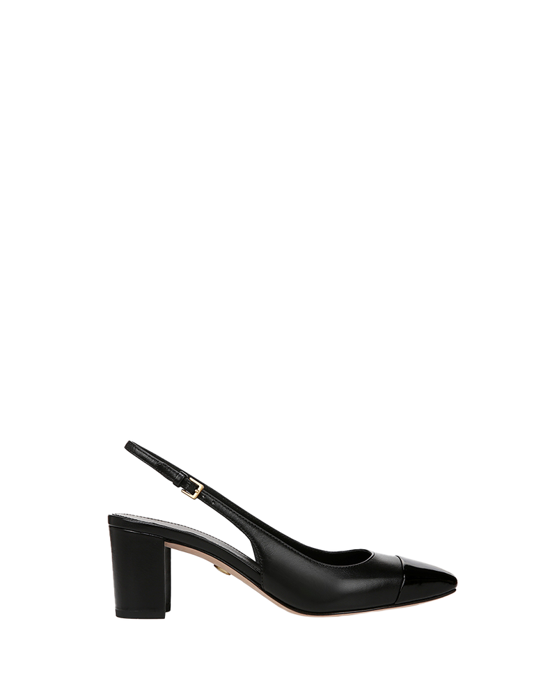 Cecile Leather Cap-Toe Slingback Pump