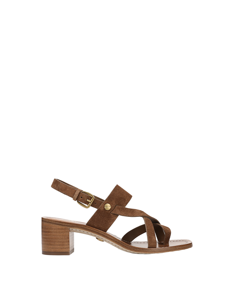 Elodie Suede Block-Heel Sandal