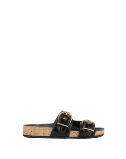 Prue Croc-Embossed Buckle Sandal