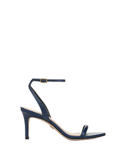 Sylvie Lizard-Embossed Ankle-Strap Stiletto Sandal