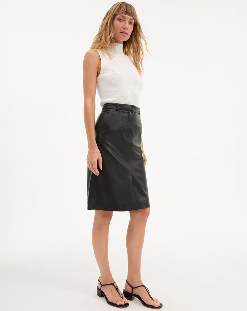 Maxine Leather Midi Skirt
